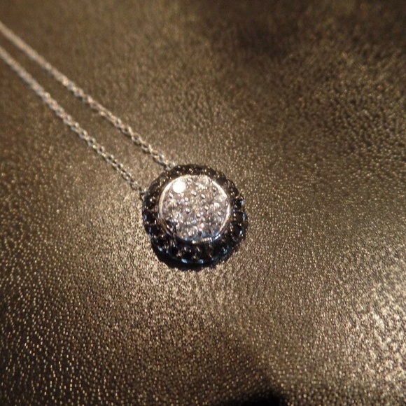 Sterling Silver Clear Black Cubic Zirconia Jewelry Necklace NEW 18" - Picture 4 of 8
